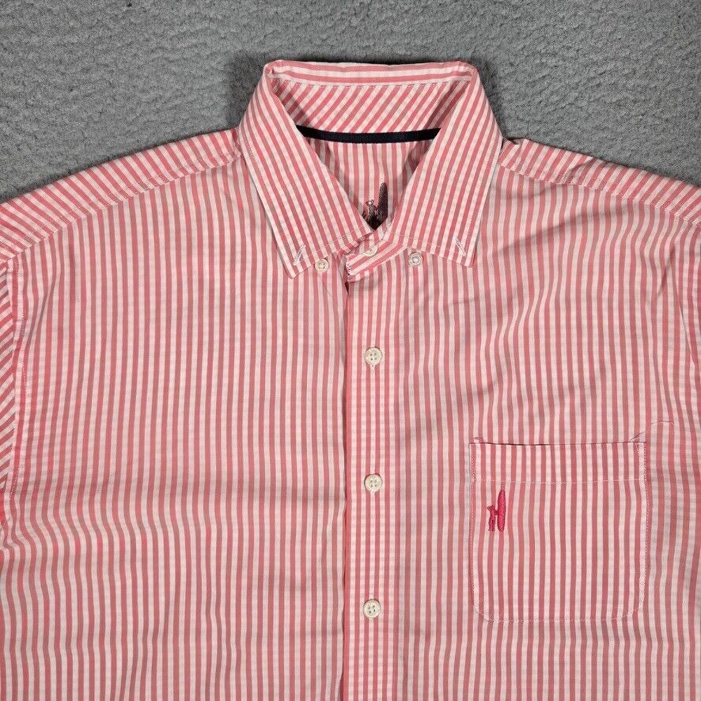 Johnnie O Shirt Mens Medium Pink Prep-Formance Button Down Casual Preppy‎ Logo